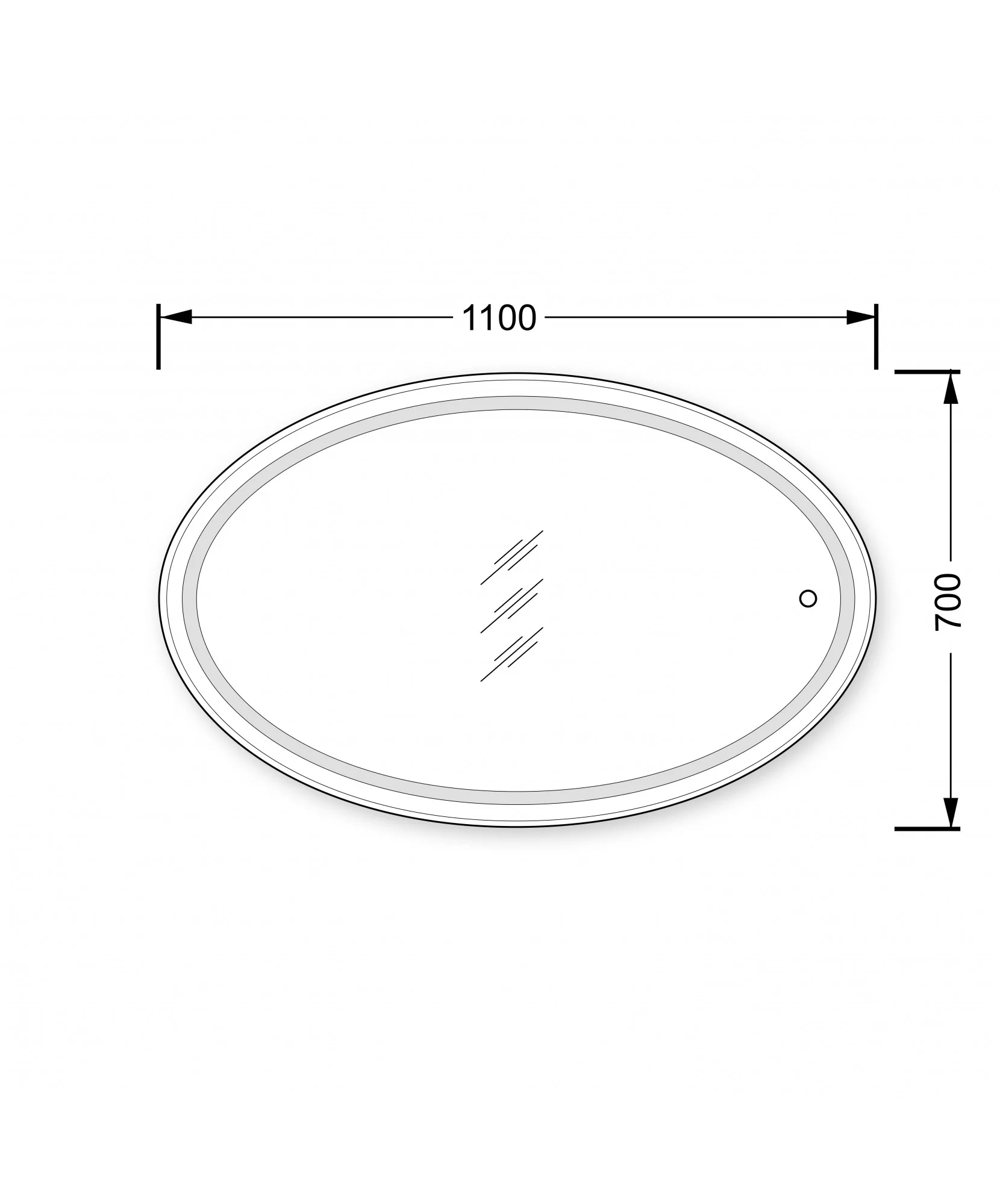 Овальное зеркало Magda 110х70 S с LED-подсветкой и сенсором