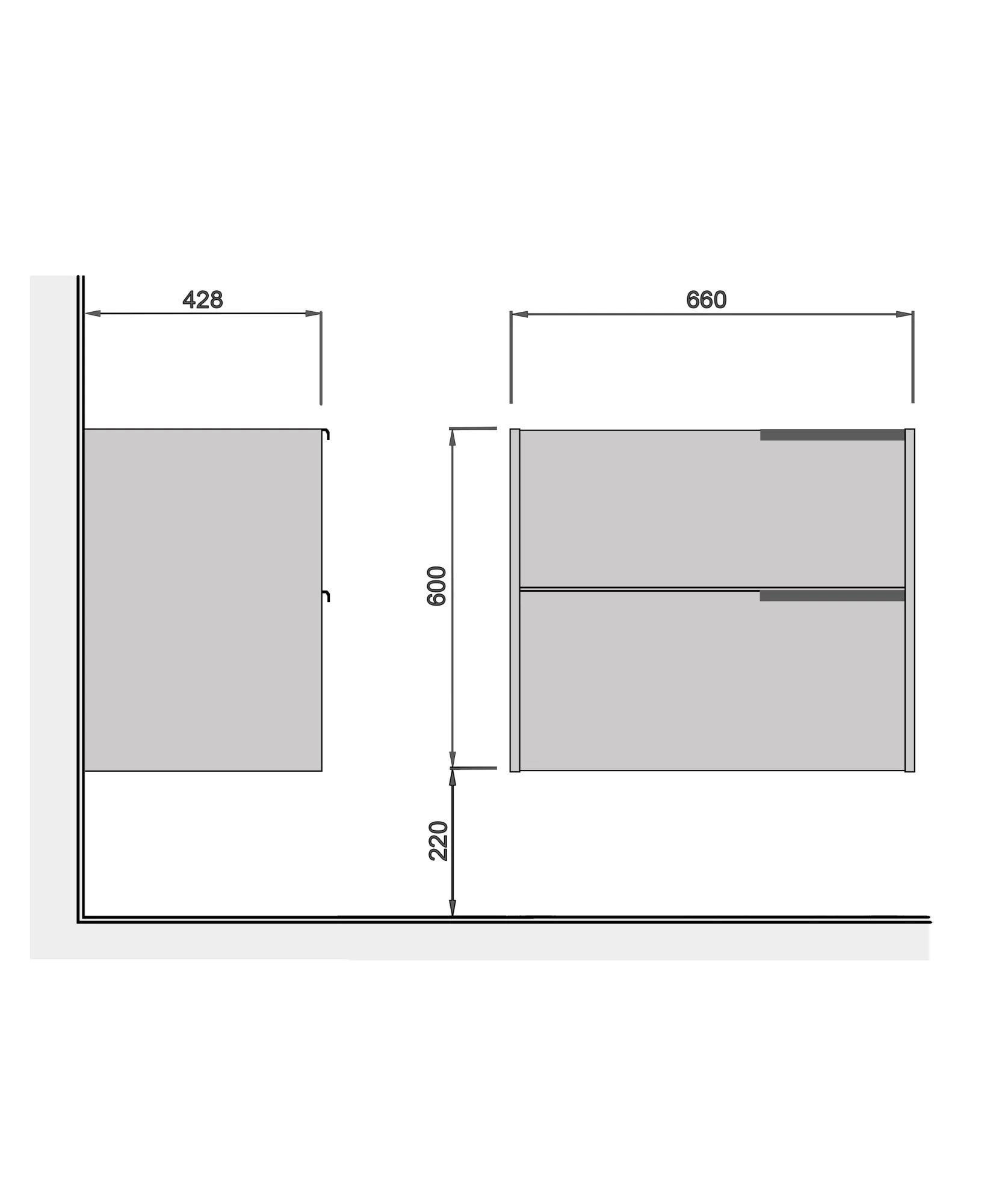 Схеми розміри тумби Сubic 70-A