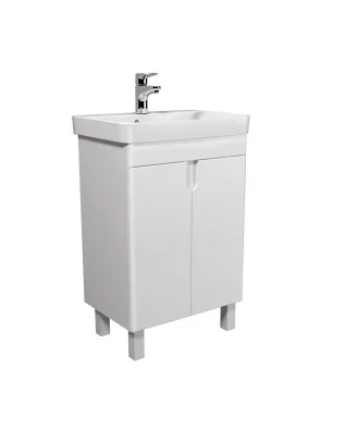 Тумба Simple White 55-U з умивальником River 55 біла універсальна
