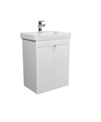 Тумба Simple White 55-U з умивальником River 55 біла універсальна