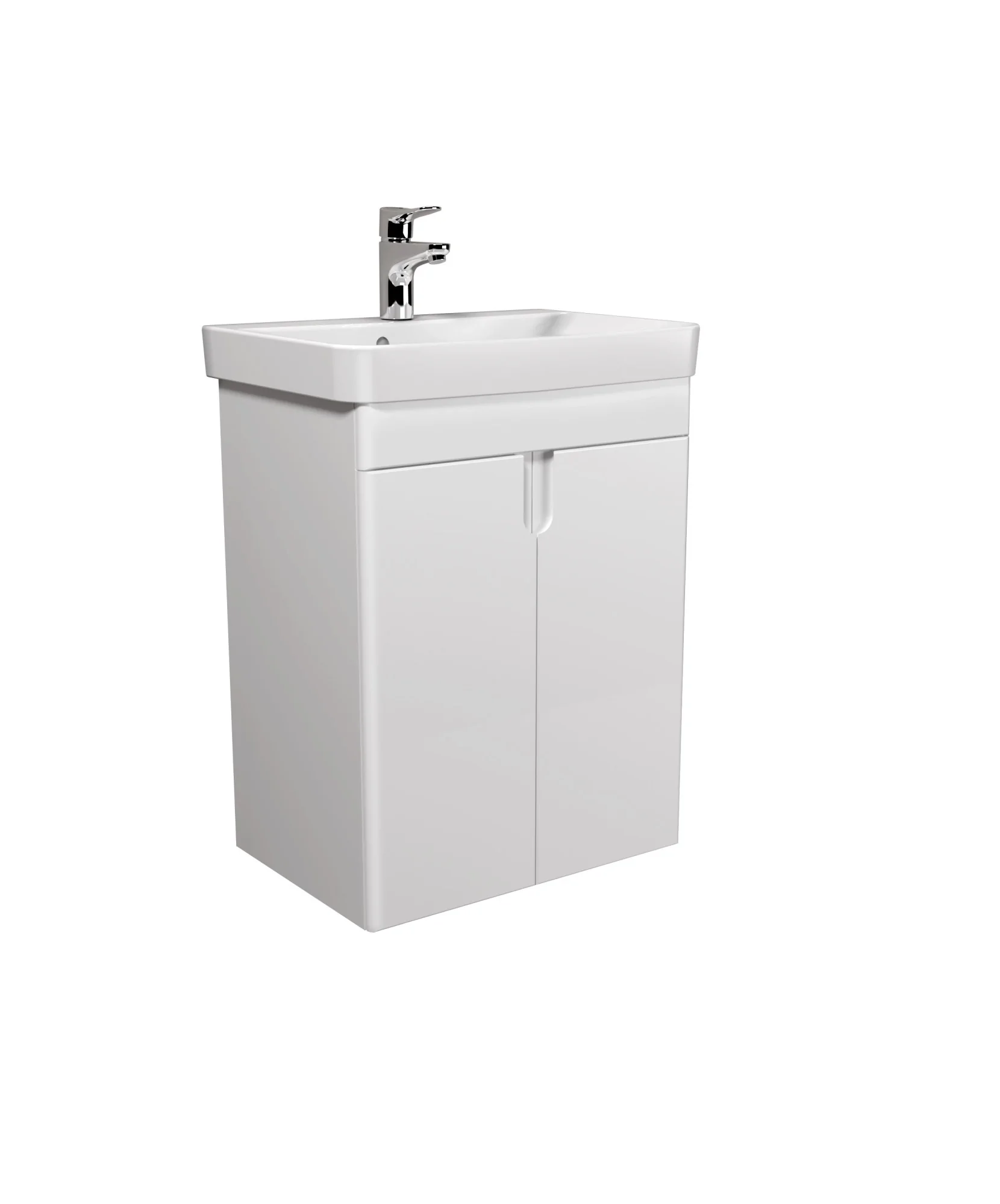 Тумба Simple White 55-U з умивальником River 55 біла універсальна