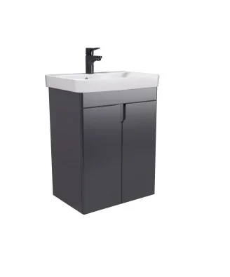 Тумба Simple Graphite 55-U з умивальником River 55 графітова універсальна