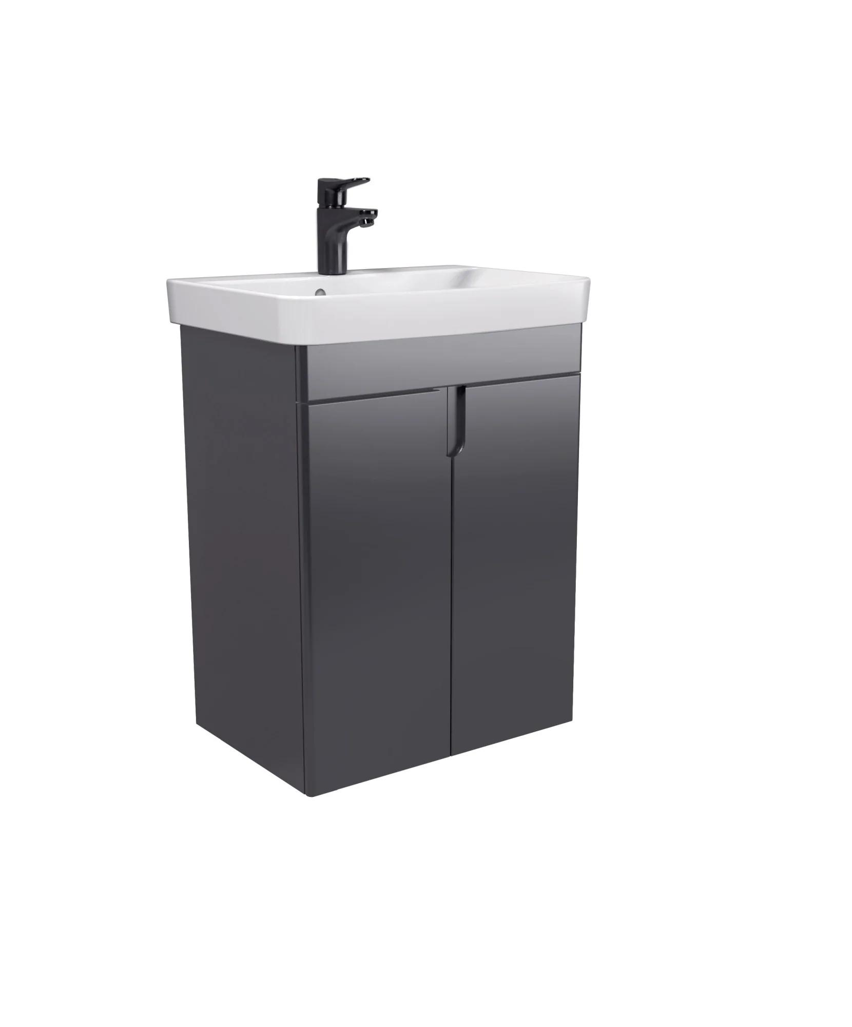 Тумба Simple Graphite 55-U з умивальником River 55 графітова універсальна