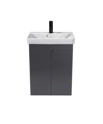 Підвісна тумба Simple Graphite 55-U з умивальником River 55