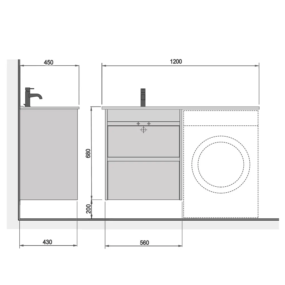 Схема та розміри тумби Polo Loft 60-U ADAM 120 L