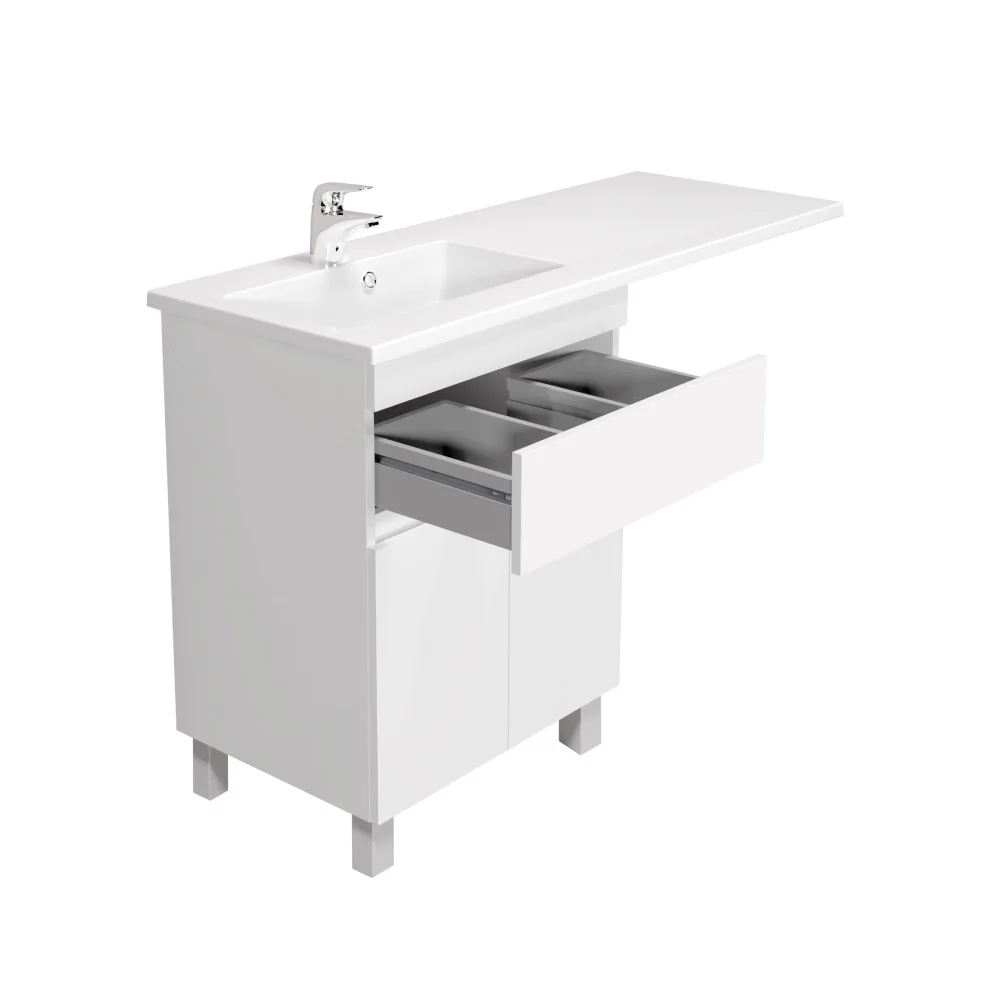 відкрита верхня шухляда тумби City White 60 з умивальником ADAM 120 L