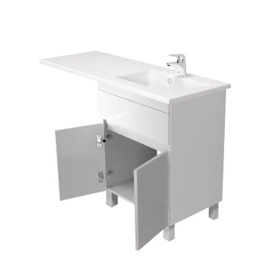 Відкриті дверці тумби City White 60 з умивальником ADAM 120 R