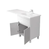 Відкриті дверці тумби City White 60 з умивальником ADAM 120 R