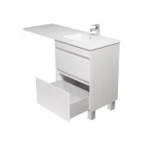 Відкрита нижня шухляда тумби у ванну кімнату Prime 60 з умивальником ADAM 120 R