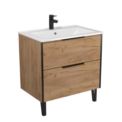 Тумба Line Craft 70-A с умывальником Cosmo 70 дуб Крафт