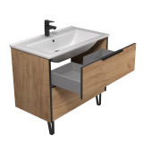 На ножках тумба Line Craft 80-А с умывальником Cosmo 80 дуб Крафт